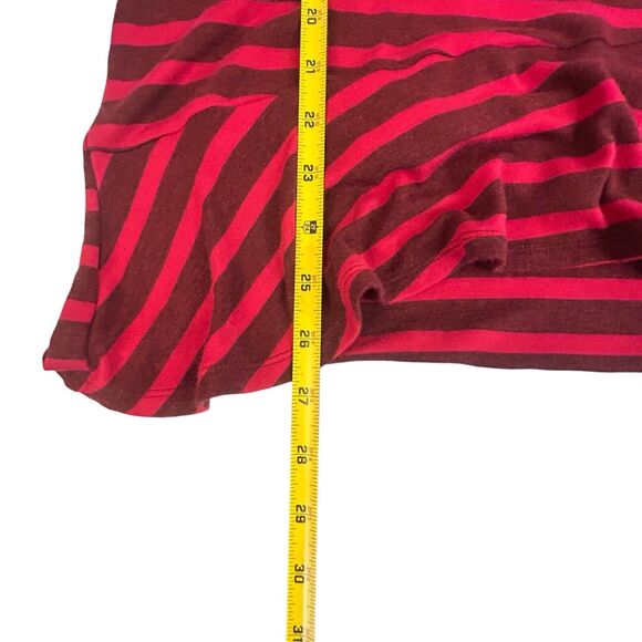 CAbi Sweet Talk Tee Women’s Size L Garnet Red Stripe Short Sleeve Shirt Peplum - Picture 4 of 12